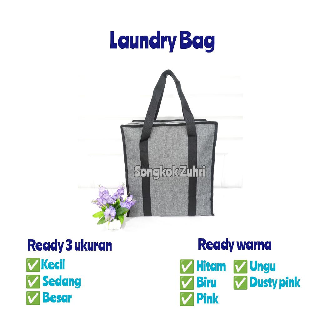 Loundry bag Tas karung Tas Belanja Besar dan Jumbo tas Loundry Bahan Tebal dan Kuat - Abu-abu, Kecil