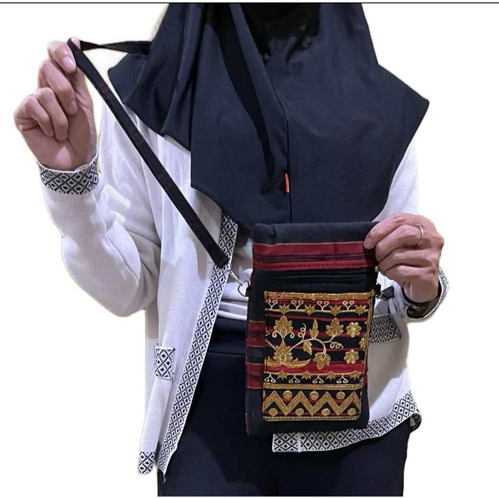 tas selempang tapis lampung untuk hp