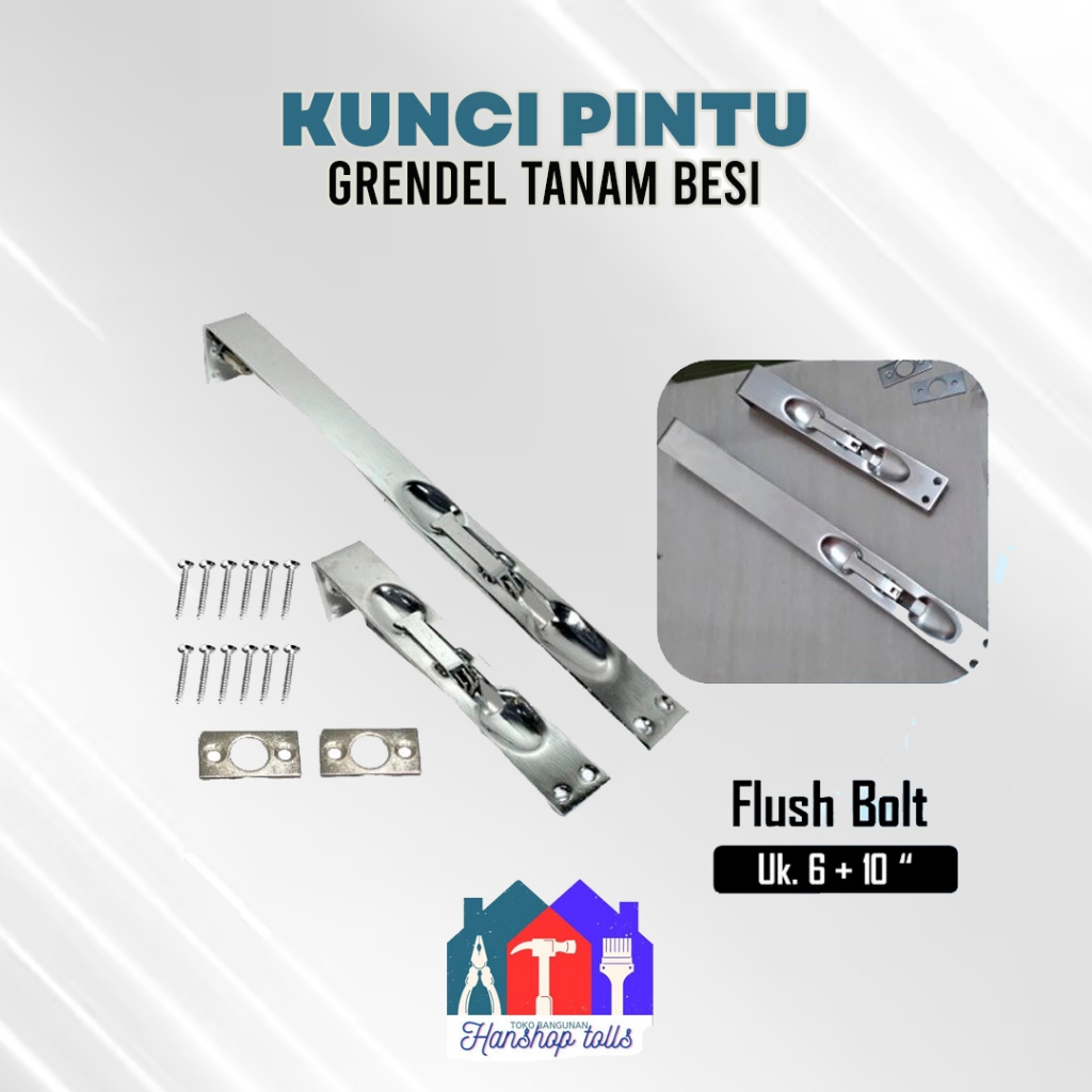 Grendel Tanam Slot Pintu Double 6 inchi+10 inchi Kunci Tanam Pintu