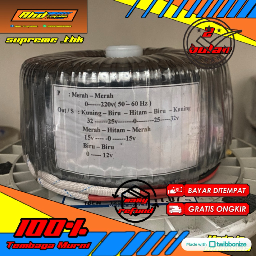 trafo donat 10A ct32 tembaga murni full supreme