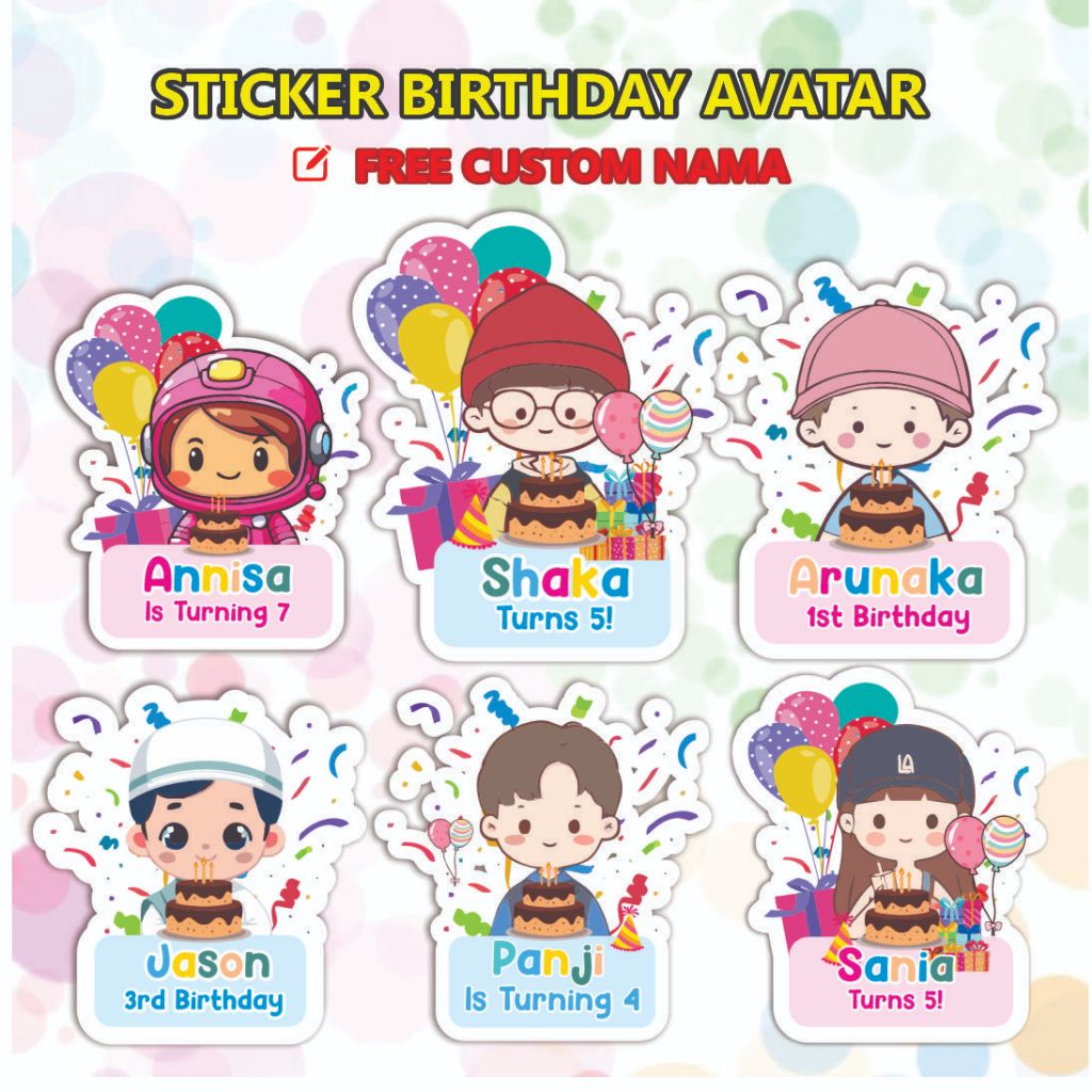 

Isi 30 pcs Sticker Ulang Tahun Anak Sticker Karakter Bento Birthday Sticker Anak souvenir