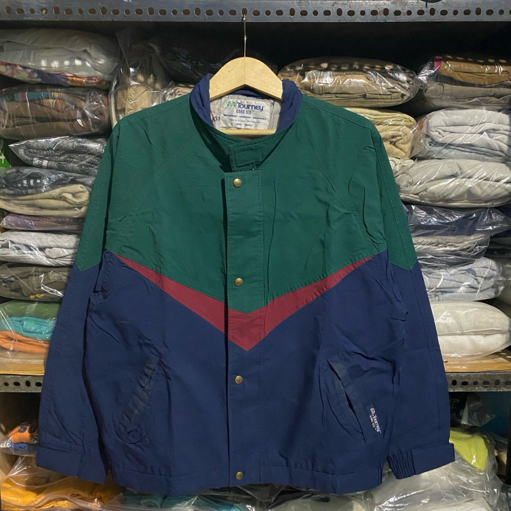 Vintage Tourney Gore Tex Jacket Hijau/Biru Size S 65x60