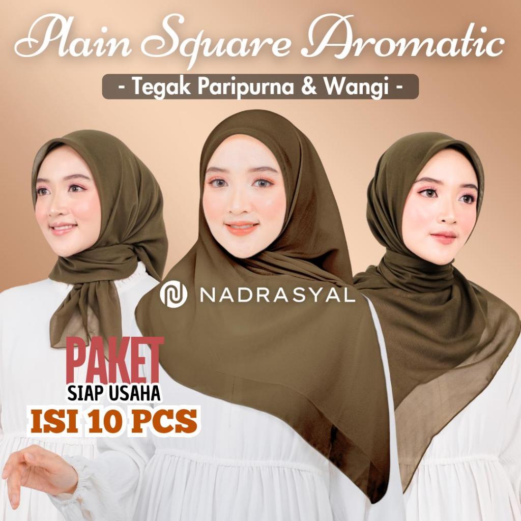 NADRASYAL - ISI 10 PCS PAKET USAHA Plain Square Hijab Segiempat Polycotton hijab persegi Bella Squar