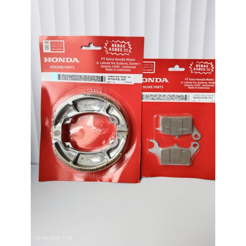 KAMPAS REM DEPAN DAN BELAKANG SATU SET MOTOR HONDA METIK BEAT VARIO SCOOPY SPECY