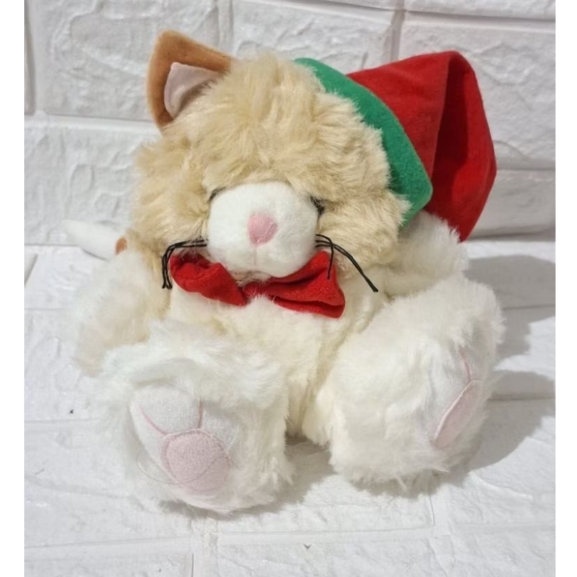 boneka kucing suntoys kucing bulu tebal topi kostum natal christmas xmas original brand suntoys sunl