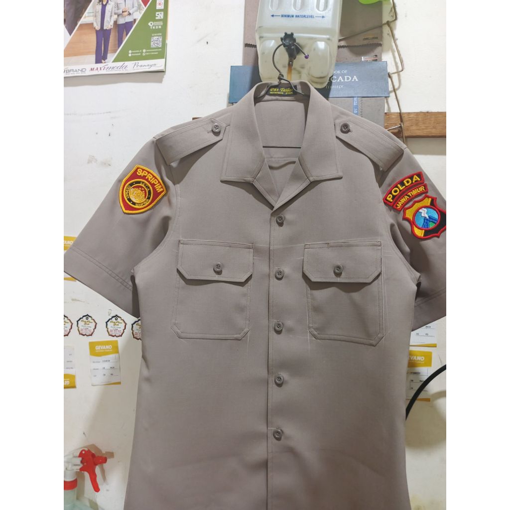 baju pdh polri kain superfell high terang furing+tricot