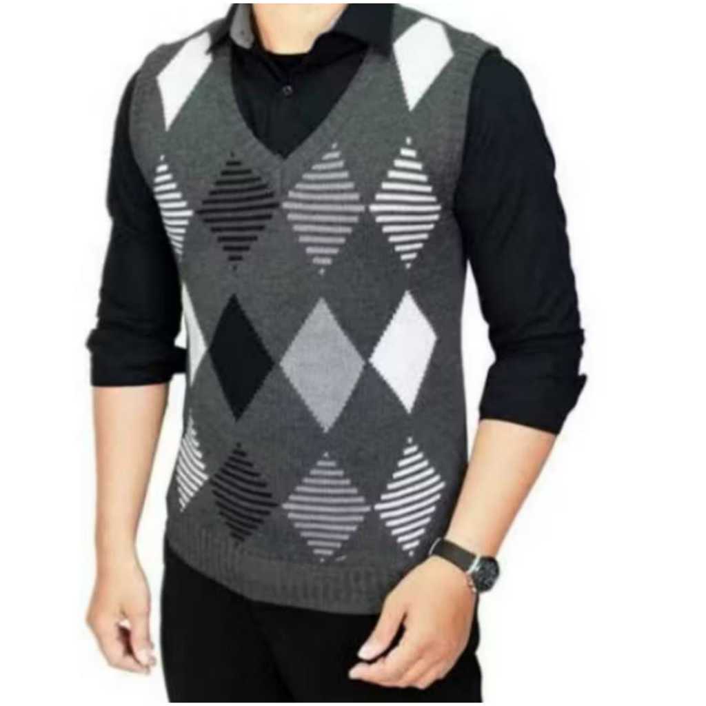 ROMPI PRIA  ABU TUA MOTIF  RAJUT KOMBINASIMODIS NEW