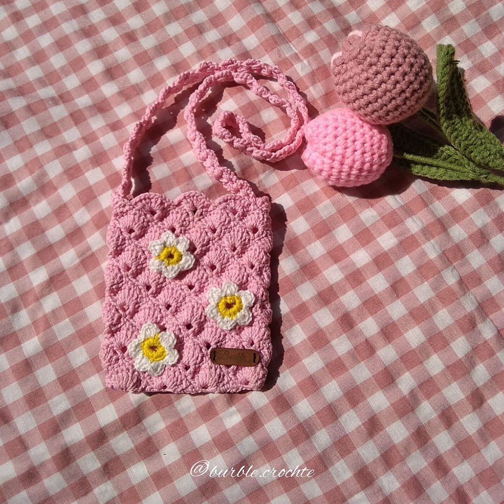 Burble.crochet - Sling bag anak - Tas selempang anak - Tas rajut anak perempuan