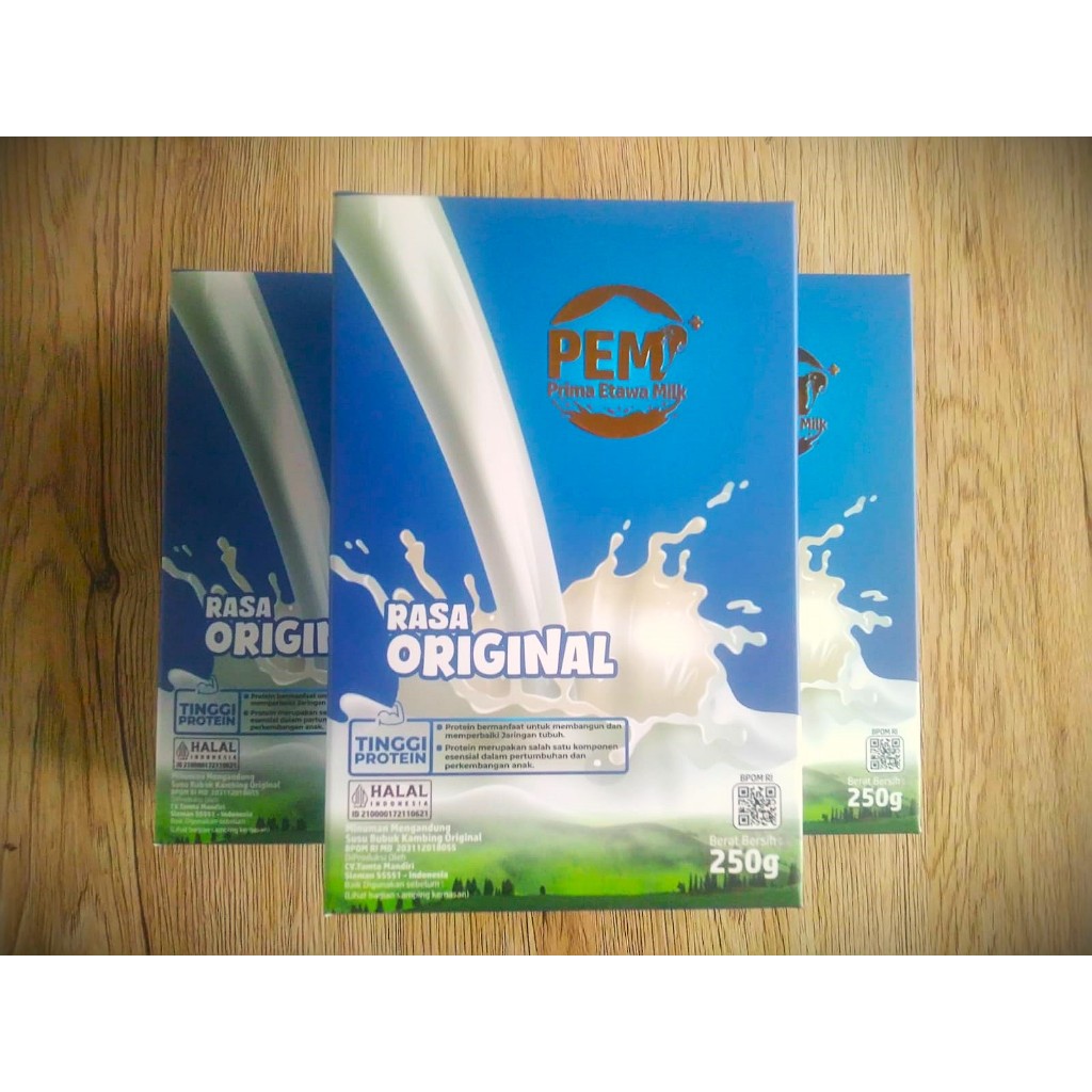 

Susu Kambing Bubuk PEM Premium 250gr Halal Tinggi Protein Rasa Original