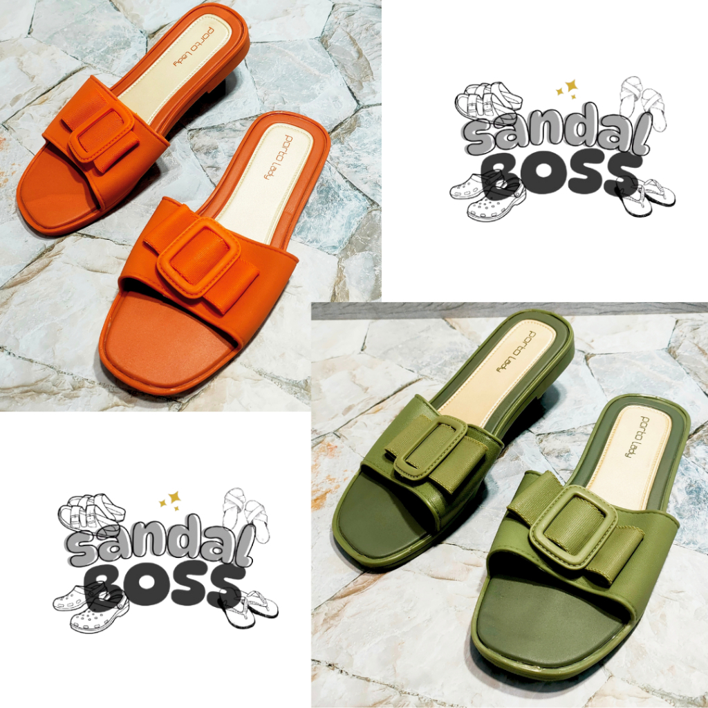 PORTO LADY ANT 3 - Sandal Slop Wanita - Remaja Perempuan Sendal Flat Heels Ringan Nyaman Motif Unik