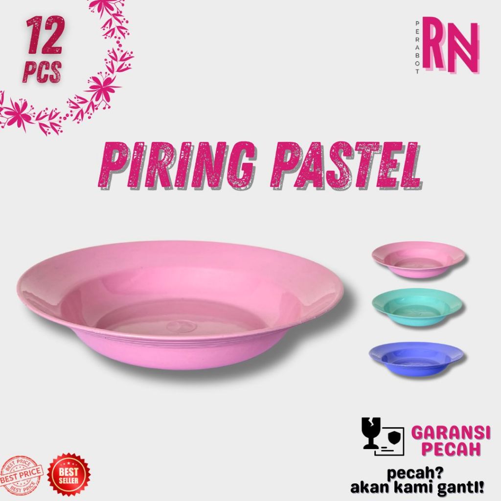 PIRING MAKAN MURAH BERKUALITAS / PIRING CANTIK WARNA PASTEL / PIRING MAKAN PLASTIK  UNGU TOSCA PINK