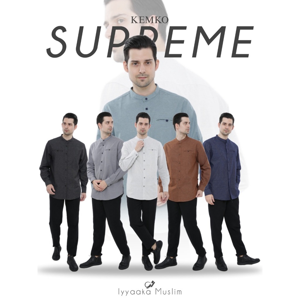 Baju muslim pria kemko lengan panjang bahan katun supreme