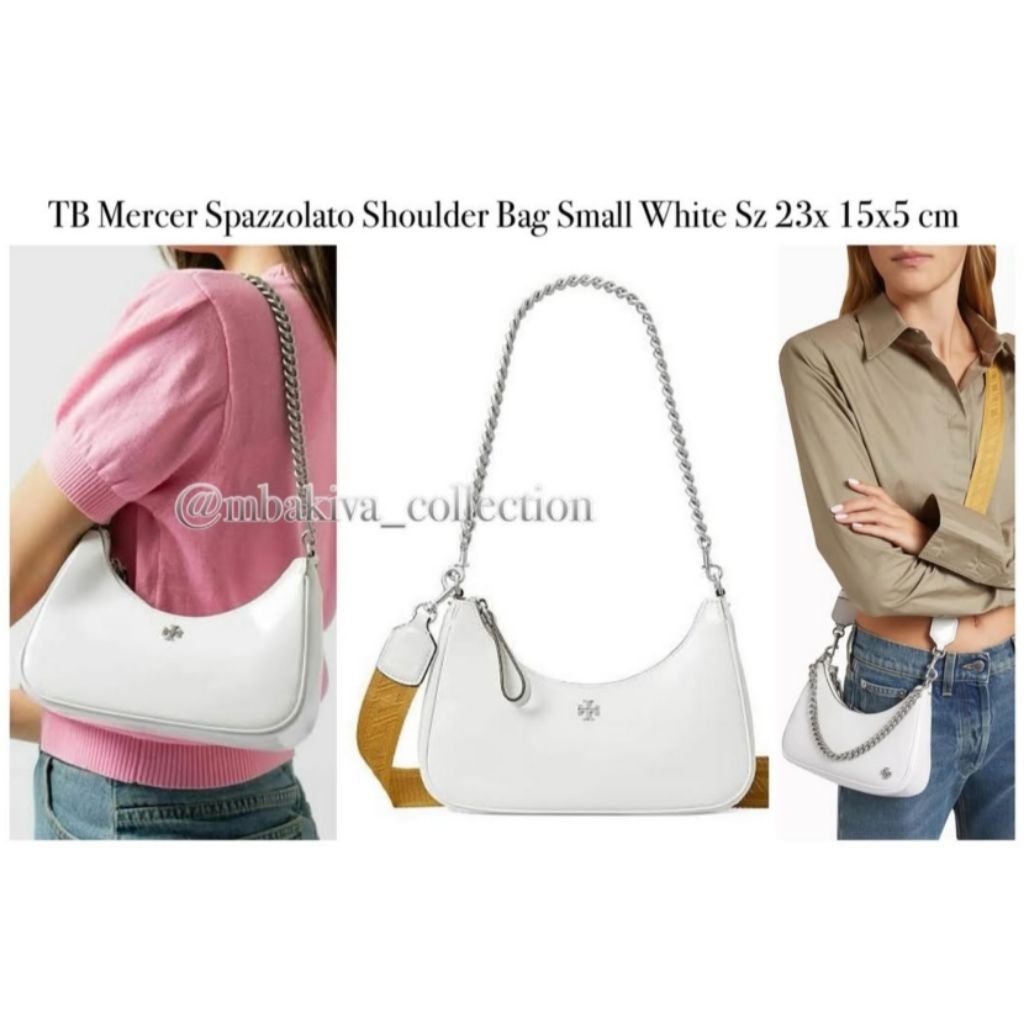 TB Mercer Spazzolato Shoulder Bag Small White