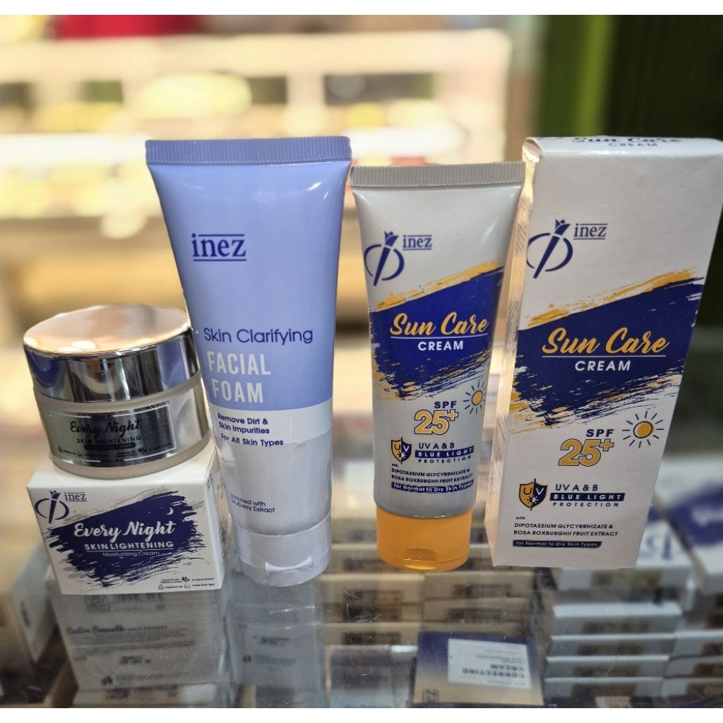 INEZ paket Flek/paket pencerah 3in1 paket flek AMPUH (suncarespf25,everynight,skin foam) (PROMO) kem