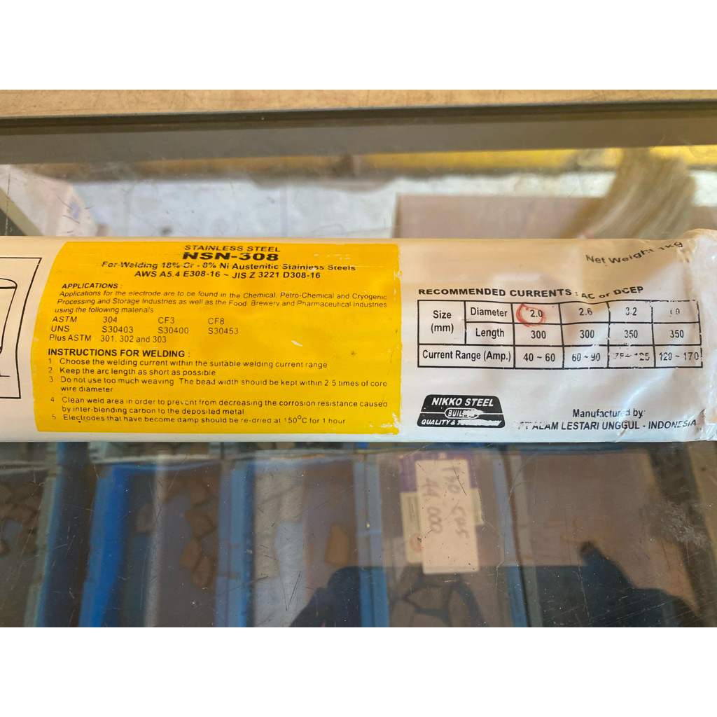 Kawat Las Nikko Steel NSN-308 size 2,0 mm, Kawat Las Stainless NSN-308 size 2,0 mm