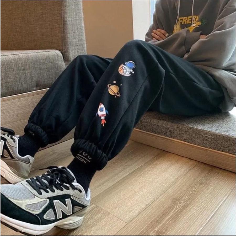 Celana Jogger Wanita Planet Pants Korean Style Size L