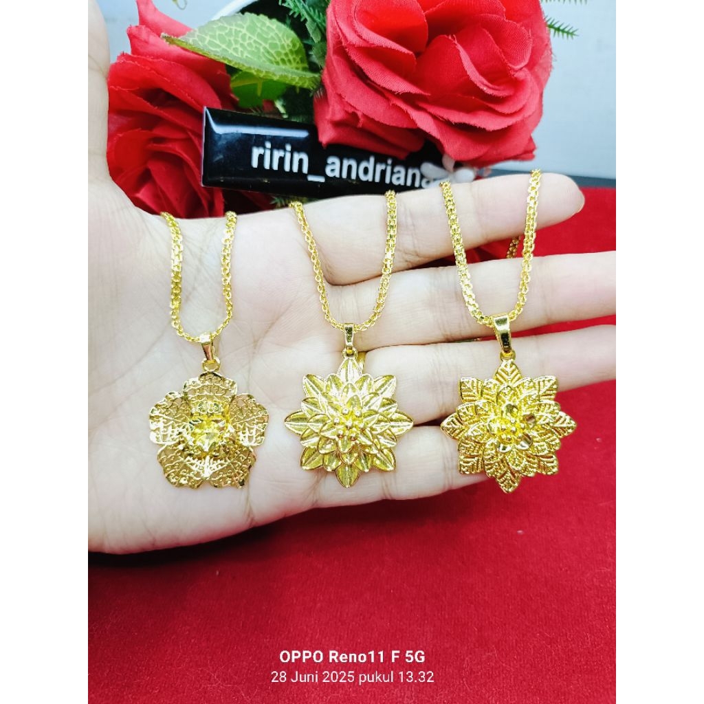 kalung tikar mawar lapis emas yaxiya