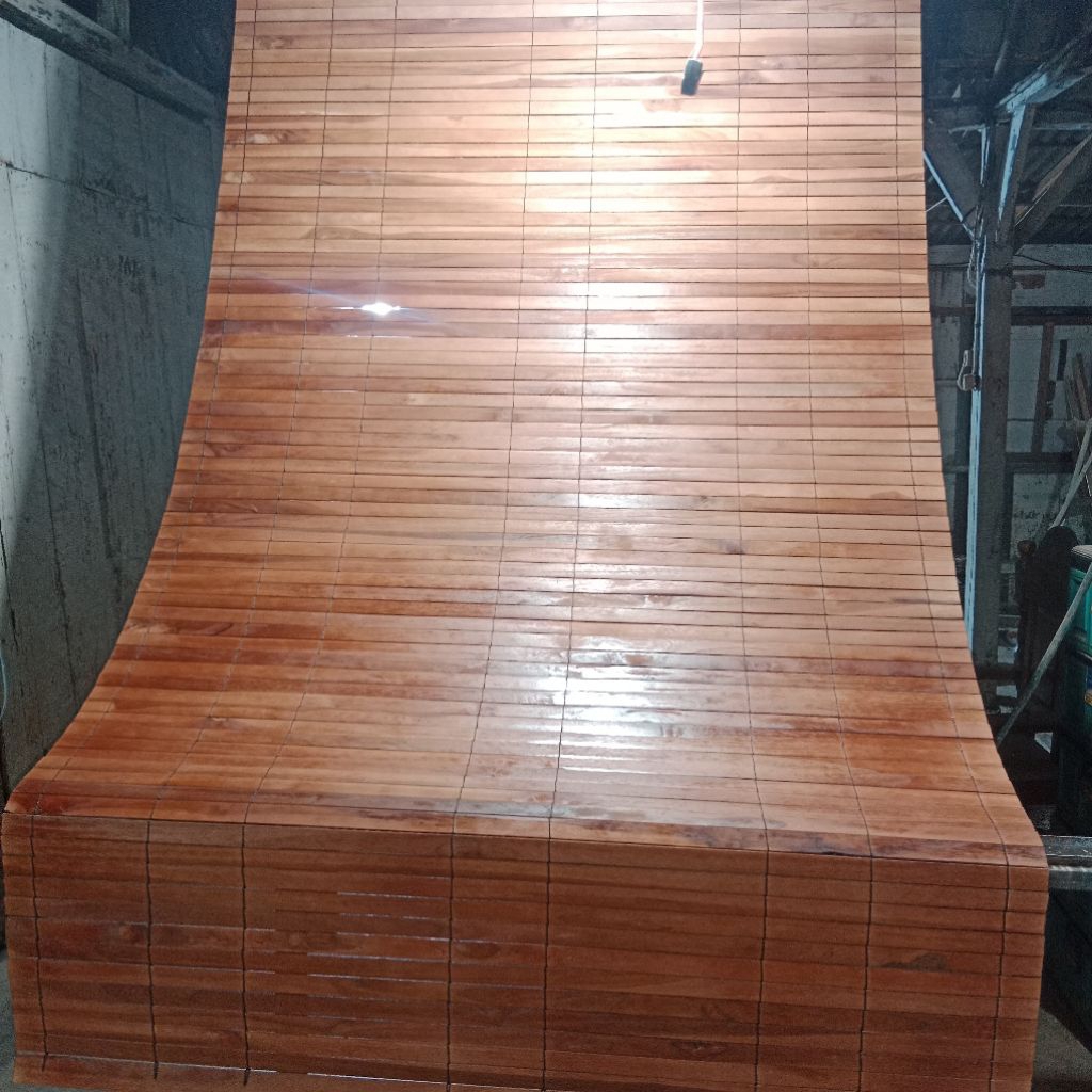 Tirai/kerai kayu jati / kerai gulung 1,5 x 2,5 komplit katrol gulung