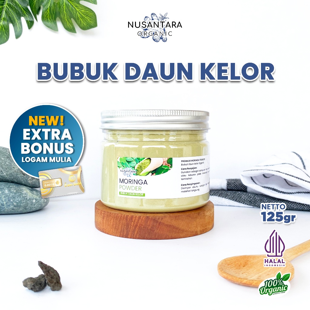 

Nusantara Organic Daun Kelor Moringa Powder Organik Asli Tanpa Gula Campuran Gluten Free 125gr