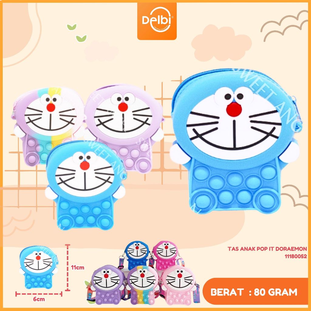 TAS ANAK JELLY FASHION POP IT SELEMPANG DORAEMON TA052