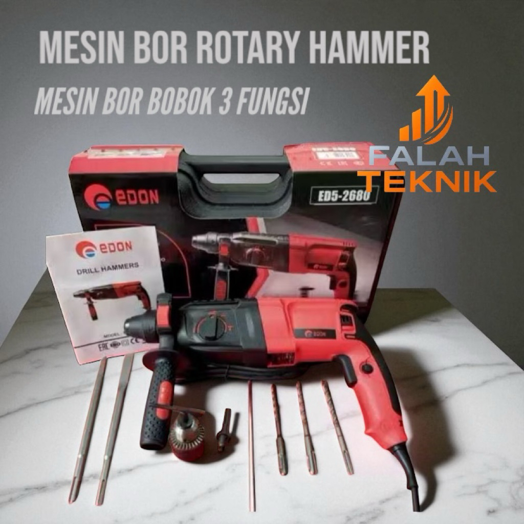 EDON ED5-2680 ROTARY HAMMER DRILL - MESIN BOR ED5-2680 SDS PLUS -EDON 3 MODEL SPEED