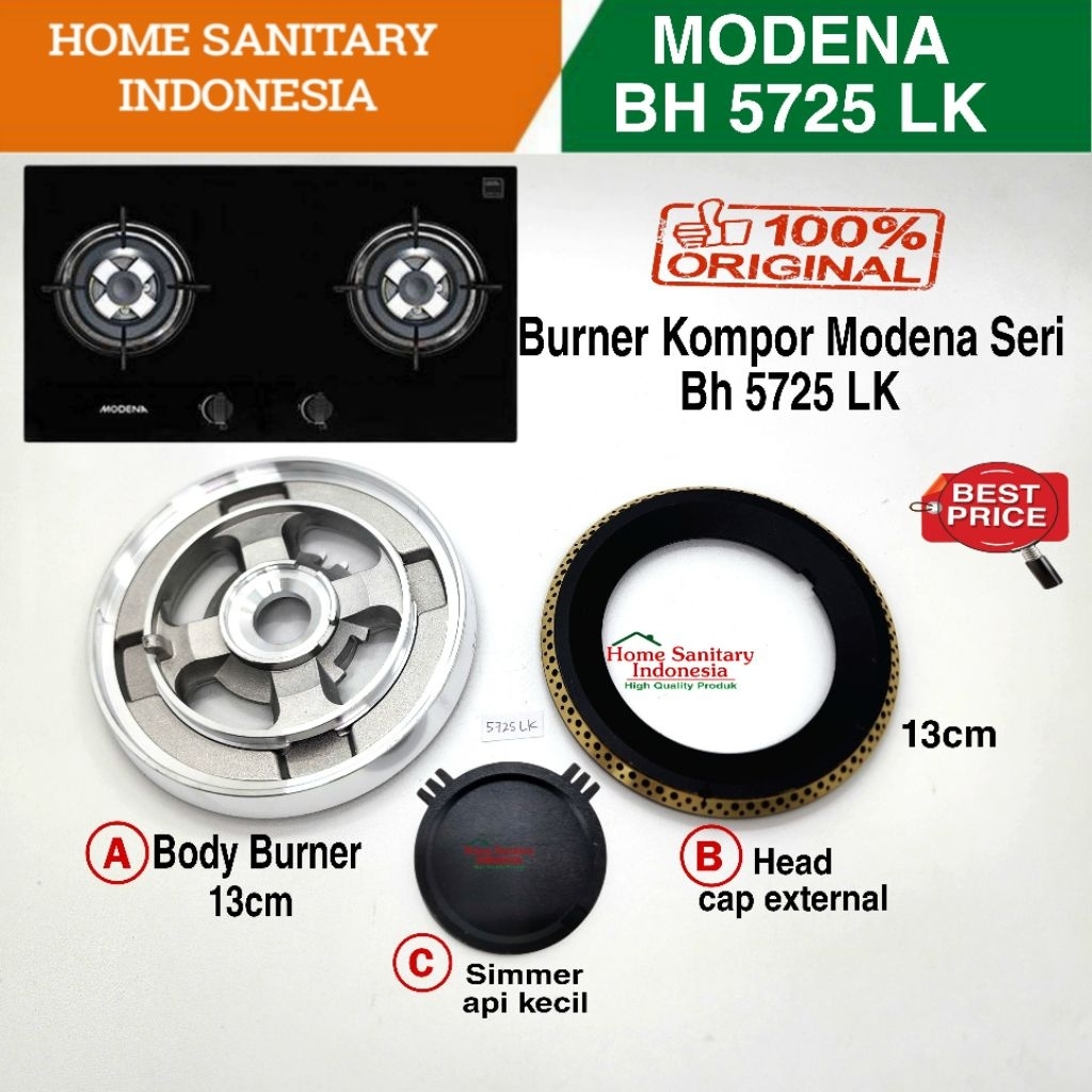 HSI | Sparepart Modena Bh 5725 LK Burner bh5725Lk Kompor Tanam Original