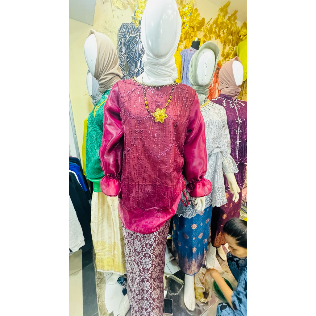 baju bodo tile Organza modern murah