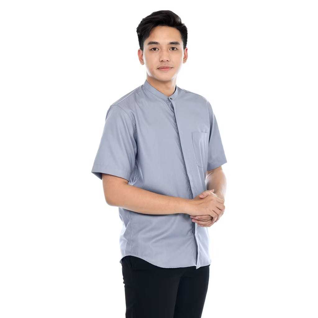 Hizzaghi Kemeja Koko Pria Lengan Pendek Polos Katun Toyobo Fodu