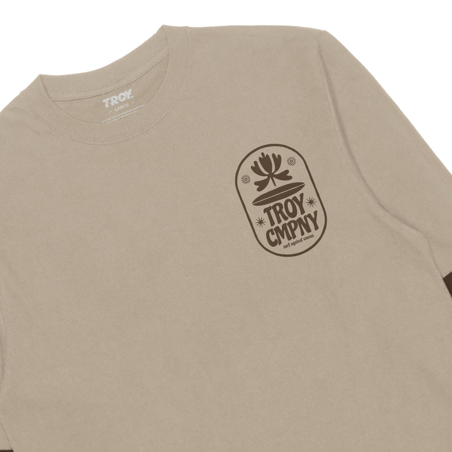 Troy Company Double Sleeve Double Layer Vintage Longsleeve Tshirt Beige Toffee Surf Against DS 3166