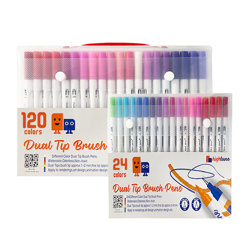 

Hightune 12/36/60/100/120 Spidol Warna Set Brush Pen double tip drawing pen