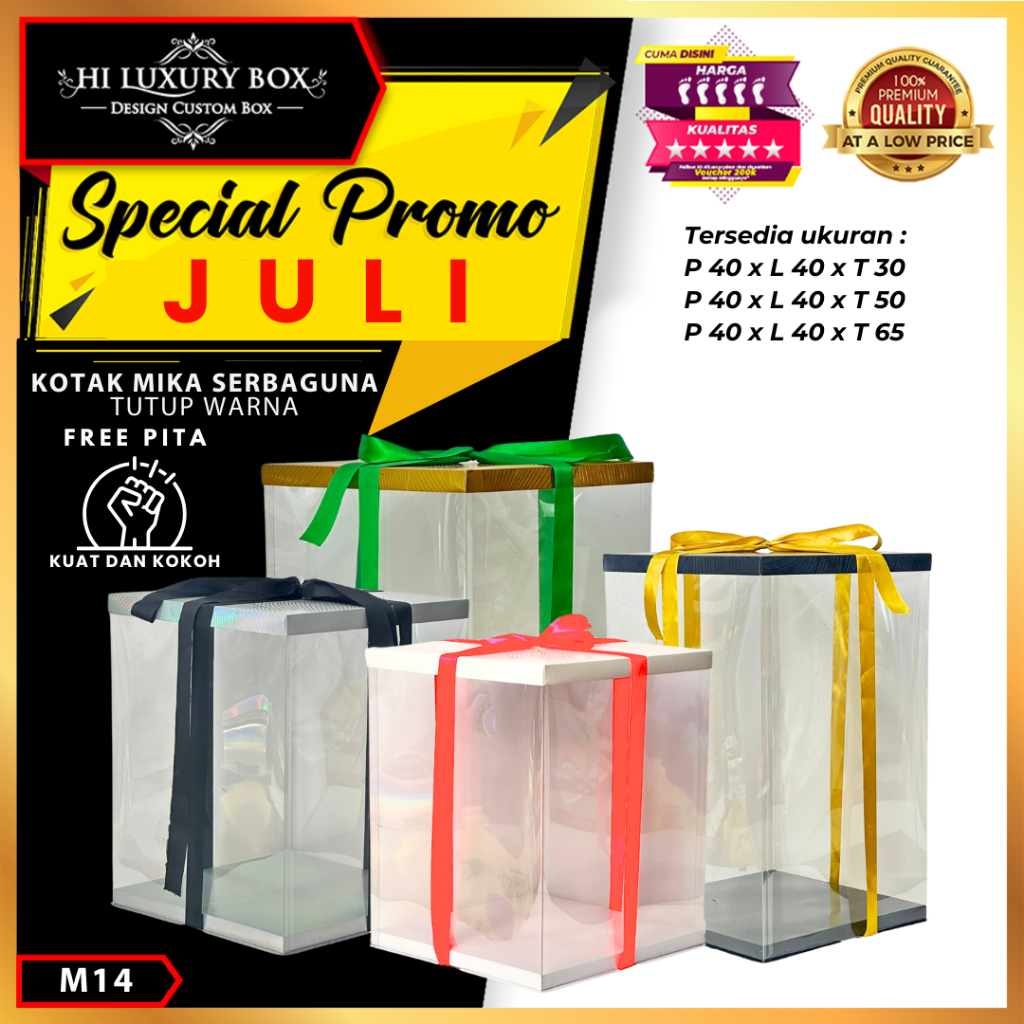 

Hiluxury Box Cake Box Kotak Kue Mika Transparan Dus Hadiah - Tutup Hologram M14