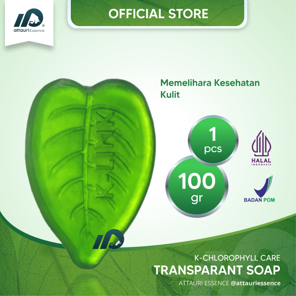 K-Link K-Care Chlorophyll Transparant Soap (100 gr) Sabun Klorofil Sabun K-Link Sabun Mandi Klorofil