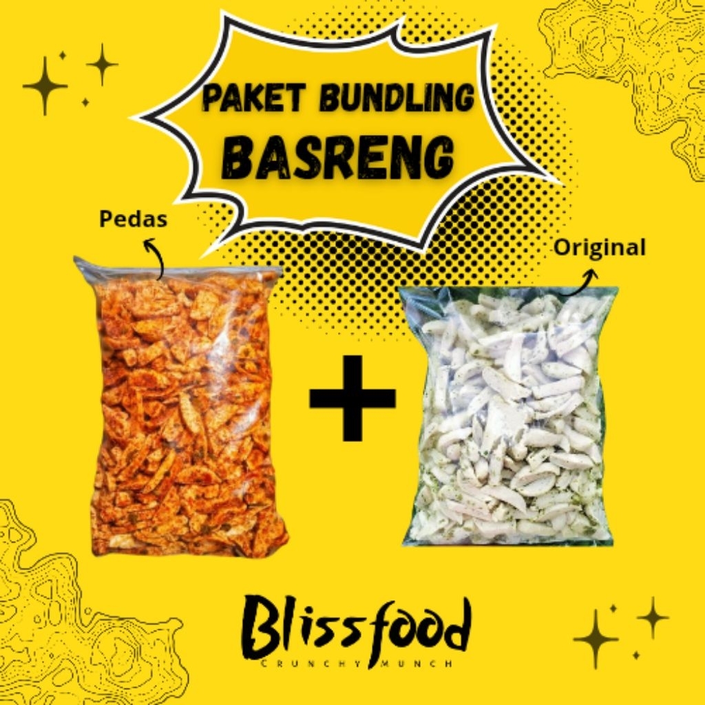 

Paket bungdling basreng baso goreng pedas - basreng original + basreng pedas