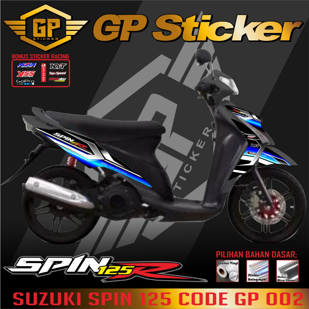 Stiker spin 125 / STRIPING MOTOR SPIN 125 /polet motor spin stiker VARIASI ANTI PUDAR CODE GP 002