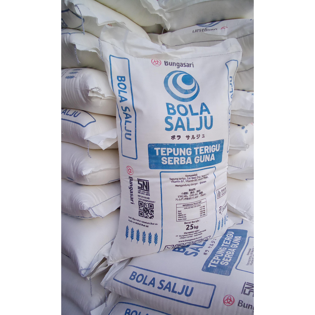 

Tepung Terigu Serba Guna Bungasari Bola Salju 25kg per karung
