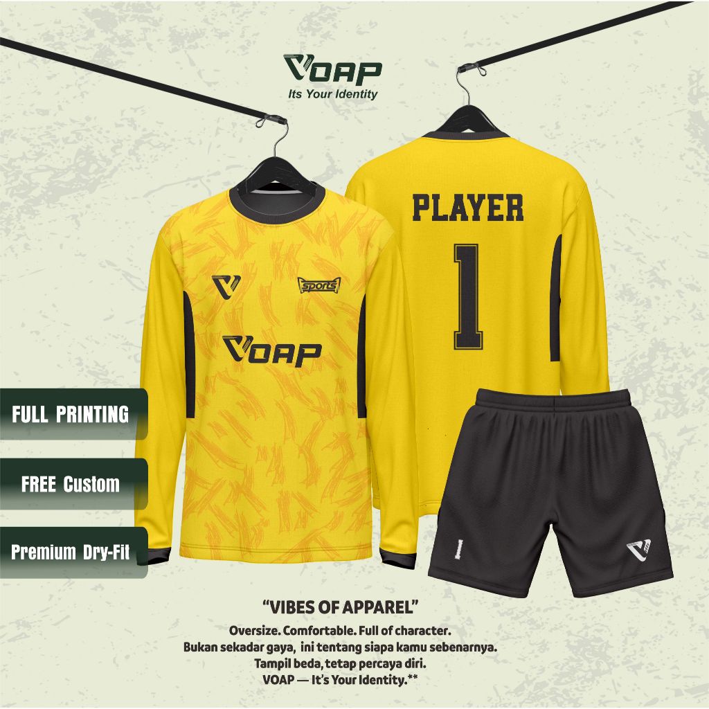 JERSEY KIPER CUSTOM JERSEY FUTSAL / BAJU BOLA / BAJU FUTSAL CUSTOM FULL PRINTING GRATIS NAMA LOGO DA