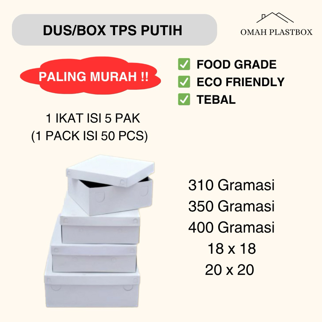 

Dus Nasi Kotak Katering Putih 18x18 dan 20x20 310Gsm|350Gsm|400Gsm