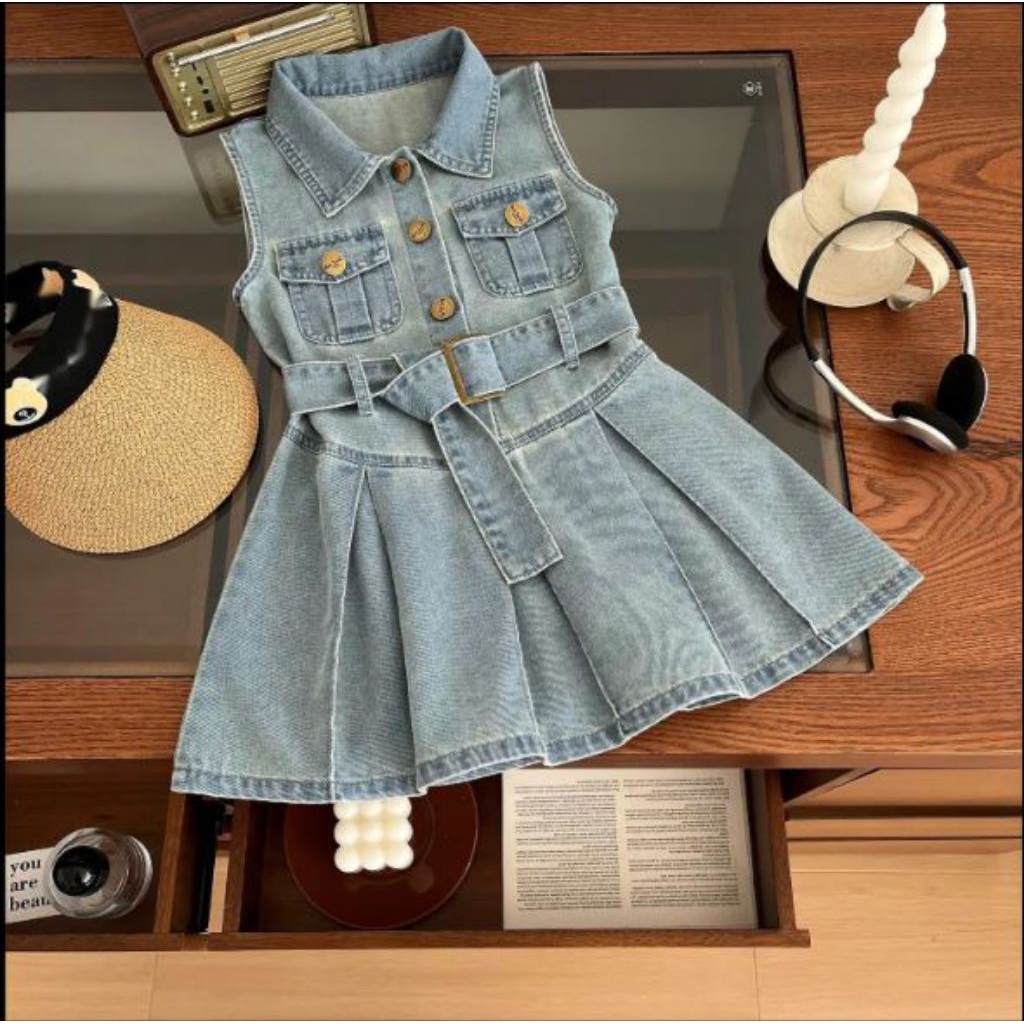 TWISTY RAFFLE Dress Jeans Anak umur 1-7 Tahun Setelan One Piece