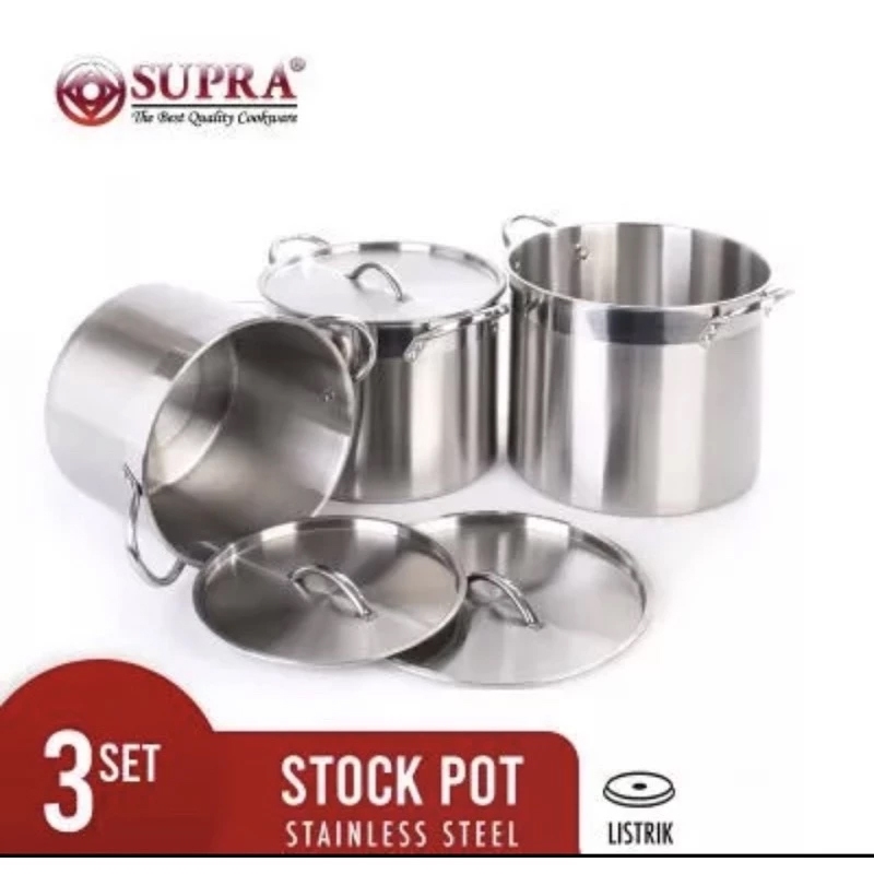 Panci tebal Stock Pot stainless 16-20-25 | Stock pot Supra