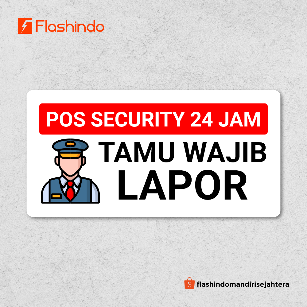 Signboard Papan Akrilik Tulisan Pos Security/Satpam Tamu Harap Lapor Untuk Pos Keamanan/Resepsionis
