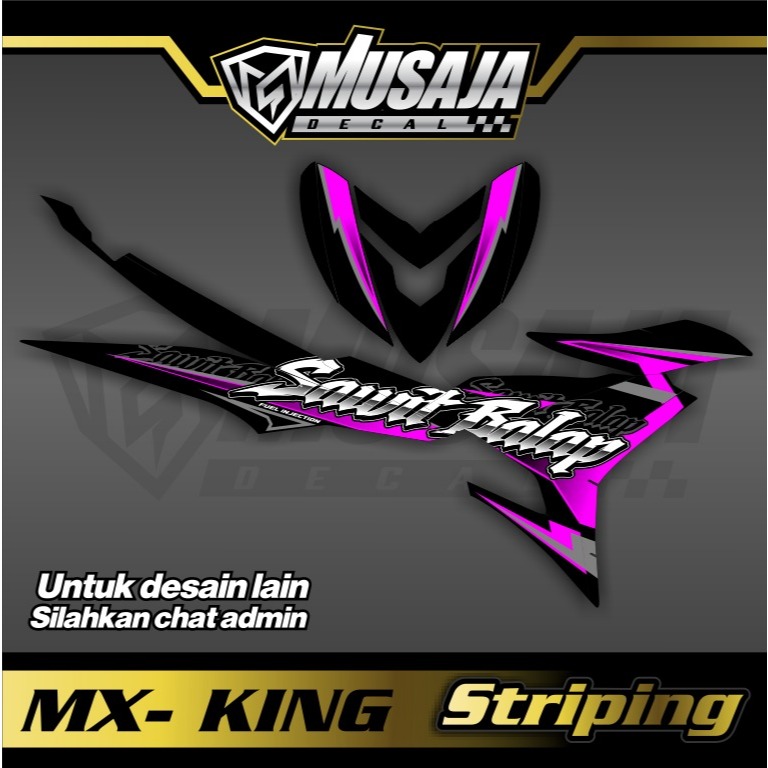 Stiker striping Mx king 150 ungu abu hitam transparan uv glossy non transparan semi full bebas custo