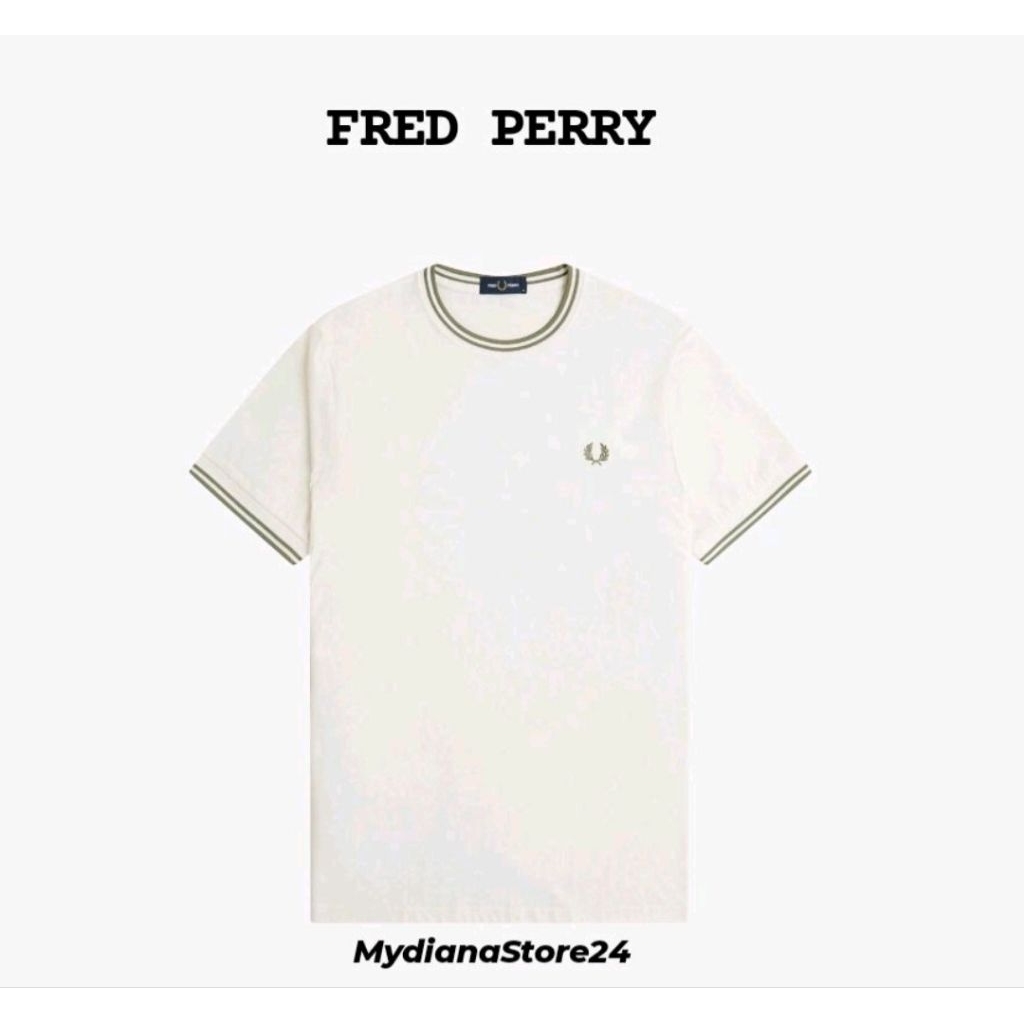FRED PERRY - FRED PERRY TWIN TIPPED T-SHIRT - OLIVE/MINT