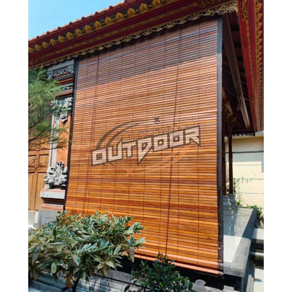 Tirai kayu asli bengkirai/tirai kayu gulung ukuran Lebar 2 m x tinggi 2,5 m