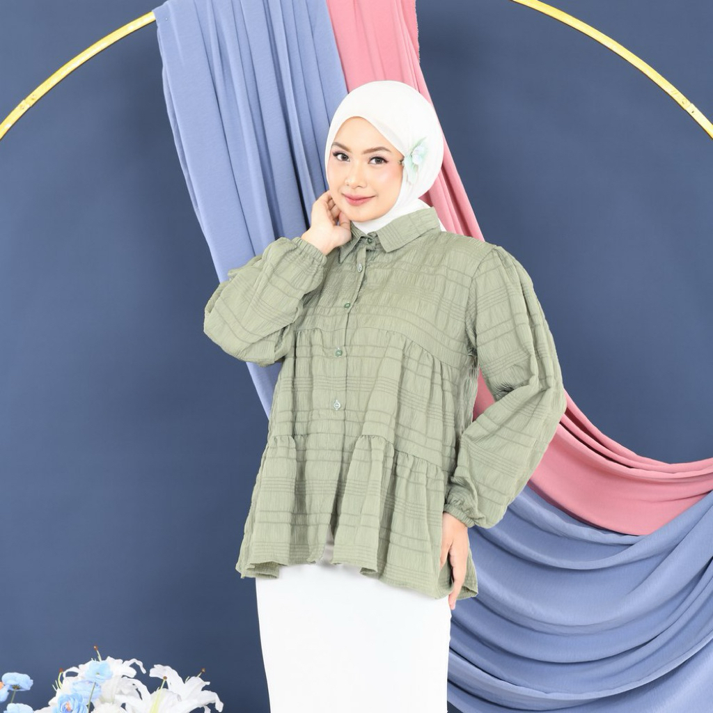 Lily Pretty Blouse Kerut / Blouse cewek / Blouse Korea / Korean Style / Blouse Kerut / Blus Murah / 