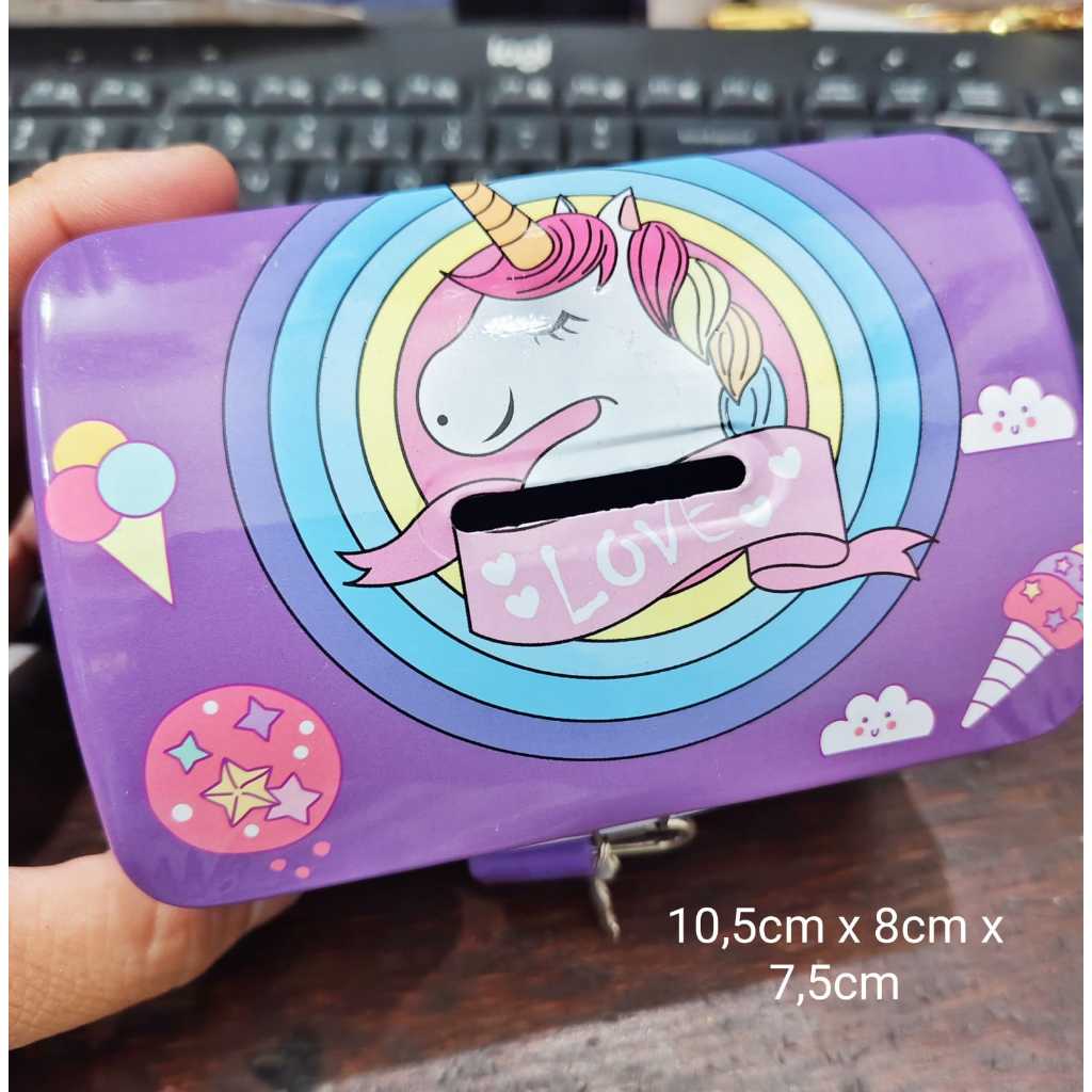 Celengan Kaleng Kotak Gembok Unicorn (DME-056)