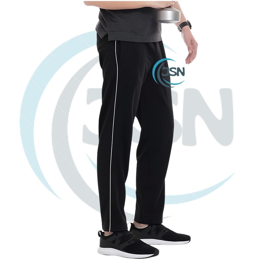 Celana Training panjang dewasa olahraga Strip 1 Santai Voli Futsal Jogging Lari Gym Casual Cowok Cew