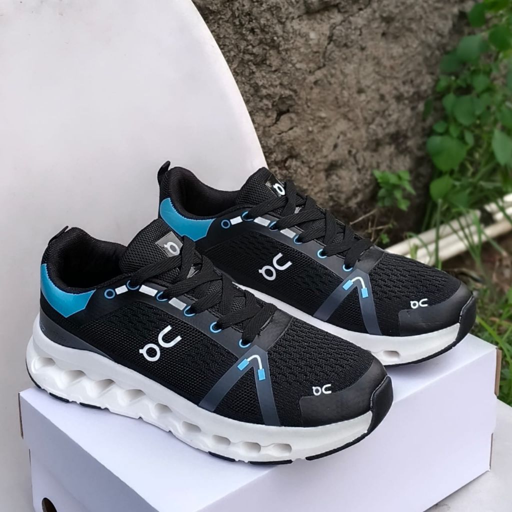 sepatu pria QC hitam motif biru sepatu keren