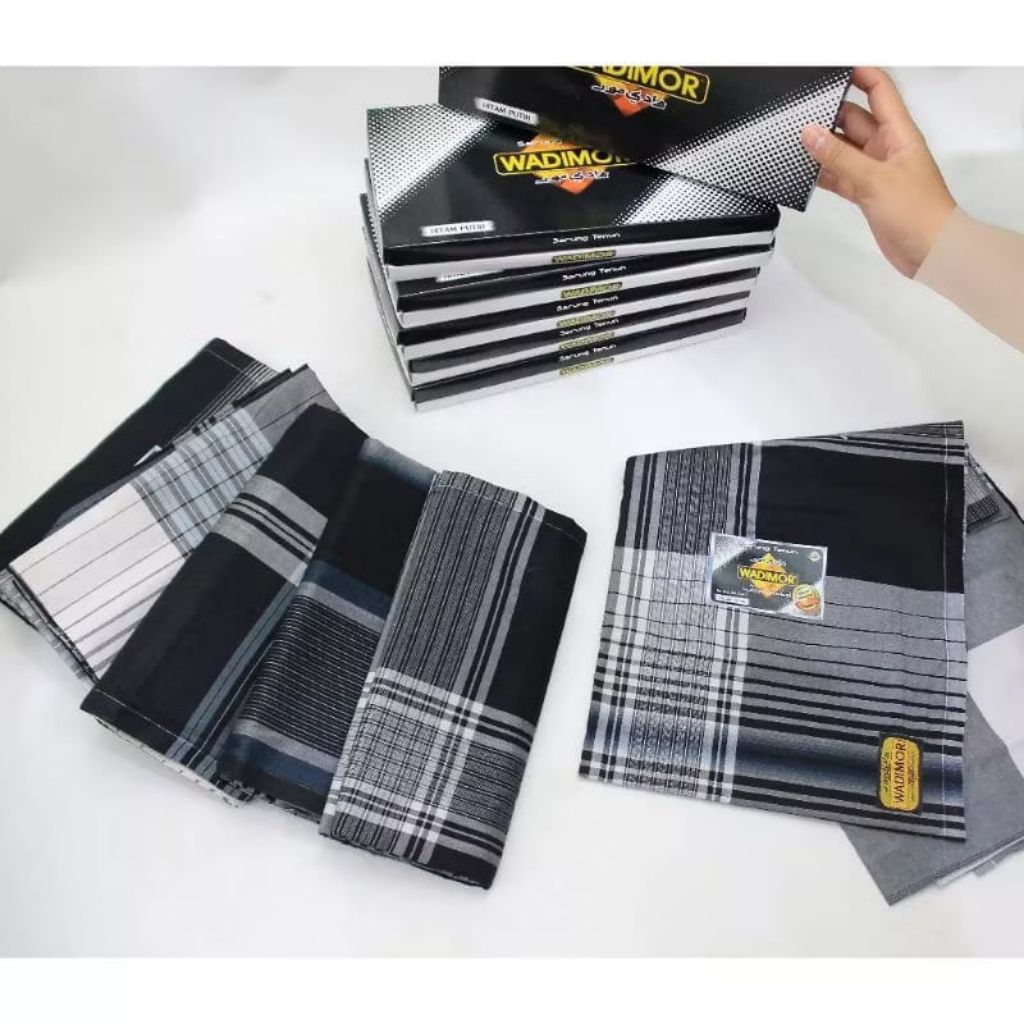 SARUNG WADIMOR GROSIR PER 10 PCS/ SARUNG WADIMOR MOTIF HITAM PUTIH ISI 10 PCS