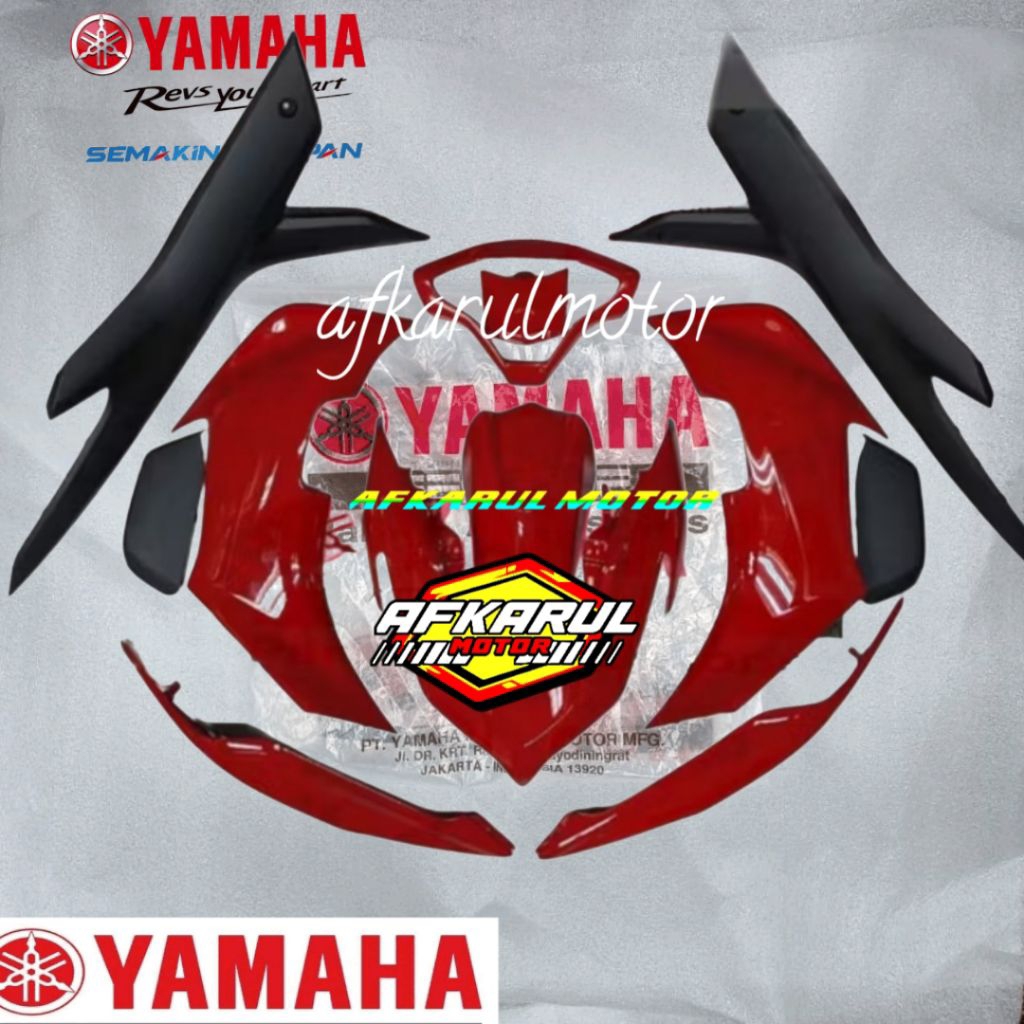 COVER BODY HALUS FULL SET AEROX NEW 155 MERAH GLOSSY ORIGINAL YGP GENUINE PARTS