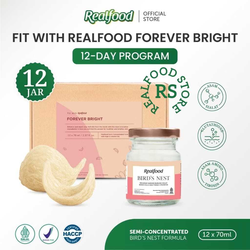 

Realfood Forever Bright 12 Jar Semi Concentrated | Minuman Sarang Burung Walet Siap Konsumsi